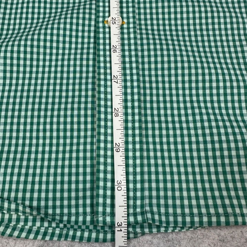 IZOD Green & White Gingham Check Non-Iron Stretch Button Down Shirt Men's Large - Picture 11 of 11